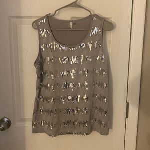 Ny sequence sleeveless tank top gray size Large